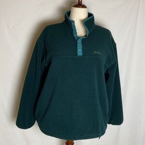 Vintage Women's LL Bean Green Fleece  1/4 Snap Jacket Size XL